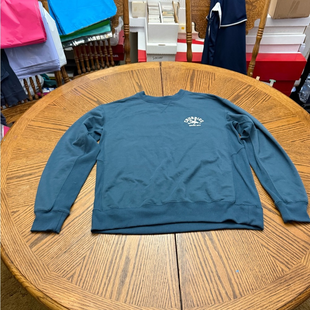 Chubbies Blue Crewneck Sweater with Ribbed Accents